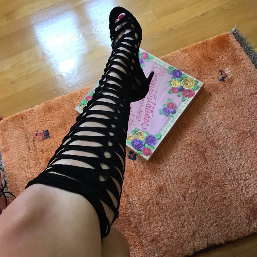 Knee High Lace Up Heels